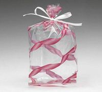 Small Red & Pink Ribbon Twist Striped 7x2x3" Cello Party Treat Food Snack Bags (10 ct)