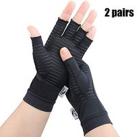 ZZcare 2 Pairs Copper Arthritis Gloves for Women/Men, Compression Gloves for Arthritis & Carpal Tunnel Pain Relief, Fingerless Gloves for Computer Typing and Daily Work (Black, Small)