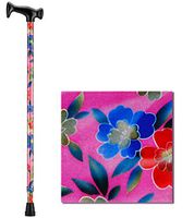 NOVA Designer Walking Cane with T-Grip Molded Handle, Lightweight and Adjustable Walking Stick, Pink Garden Design