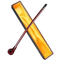 Hysagtek Long Churchwarden Tobacco Pipe Wooden Long Stem Smoking Pipe with Gift Box, Pattern Random