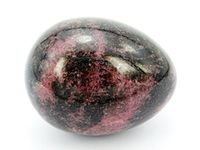 jennysun2010 2 pcs Natural Black Line Rhodonite Gemstone Egg Crystal Healing Sphere Massage Finger Exercise 35x40mm