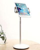 idee PTS02W Height & Angle Adjustable Commercial Graded Aluminum Table Stand for iPads Tablets and Smart Phones, 360 Degree Rotate Mount Designed for Store POS, Office & Home Desktop and more