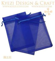 100 Pcs Blue 3x4 Sheer Drawstring Organza Bags Jewelry Pouches Wedding Party Favor Gift Bags Gift Bags Candy Bags [Kyezi Design and Craft]