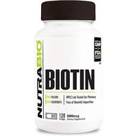 NutraBio Biotin Supplement (5000mcg, 120 Vegetable Capsules)