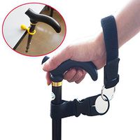 Cane/Crutch/Walking Stick Support Clip Holder (Yellow) and Elastic Wrist Strap (Black) - Pack of 1Set