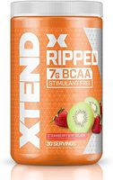 XTEND Ripped BCAA Powder Strawberry Kiwi | Cutting Formula + Sugar Free Post Workout Muscle Recovery Drink with Amino Acids | 7g BCAAs for Men & Women | 30 Servings