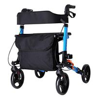 Rsiosler Folding Rollator Walker with Seat, Elderly Medical Four Wheel Walkers, Deluxe Shopping Cart, Safety Lightweight Travel Wheelchair Mobility Aid with Bag