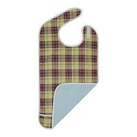 Adult Bib - Reusable Clothing Protector - Waterproof - Crumb Catcher - Machine Washable - Extra Long Senior Men and Women Bibs for Eating by Modaliv (Beige/Burgundy)