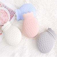 SUWIN Mini Cartoon Portable Winter Pineapple Silicone Hot Water Bottle Four-Piece Combination, Colorful Knit Jacket, Detachable Water Injection Hot Water Bag, Safe Explosion-Proof, Microwave Heating