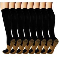 Iseasoo 8 Pack Copper Knee High Compression Socks for Men & Women - Best for Running,Athletic,Medical,Pregnancy and Travel -15-20mmHg