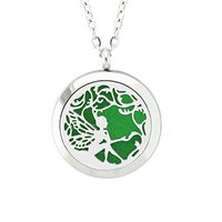 FANSING Christmas Necklaces for Women Essential Oil Diffuser Elf Pendant Locket Stainless Steel Aromatherapy Jewelry with Refill Pads Fairy Pendant Gifts