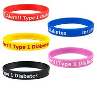 Rinspyre 5 Pack - Diabetes Type 1 Insulin Dependent Silicone Bracelet Wristbands