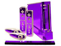 Purple Chrome Mirror Vinyl Decal Faceplate Mod Skin Kit for Nintendo Wii Console by System Skins