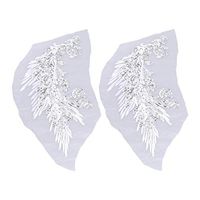 Healifty 2pcs Sequin Sew on Patches Embroidered Iron on Patches Appliques for Clothes Jackets t-Shirt Silver White