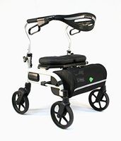 Evolution Trillium Lightweight Medical Walker Rollator with Seat, Large Wheels, Brakes, Backrest, Basket for Seniors Indoor Outdoor use (Pearl White, Mini)