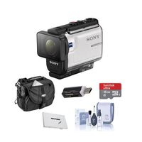 Sony HDR-AS300 Action Camera, with Balanced Optical SteadyShot, Wi-Fi and GPS - Bundle with 16GB Micro SDHC Card, Camera Case, Cleaning Kit, Card Case, Card Reader