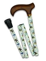 Vacation Time Aluminum Folding Adjustable Walking Cane with Wooden Fritz Handle