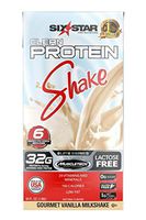 Six Star Whey Protein Shake, Ready to Drink, 32g Protein, 24 Vitamins and Minerals, No Sugar, Low Carbs, Low Fat, Lactose Free, Gourmet Vanilla Milkshake, 6 Servings (1.89L)