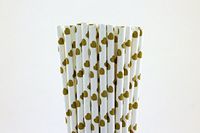 Gold Heart Paper Straws (75)