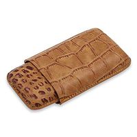 Smoking Set/Travel Portable Cigarette Case Cigar Tube Leather Retractable Can Accommodate 3 Cigars Constant Humidity Bag Leather Men's Gift Box Light Brown Mute