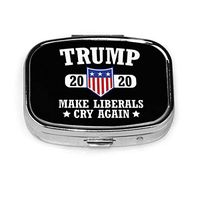 JOJOMU Donald Trump 2020 Make Liberals Cry Again Square Stainless Steel Pill Box Medicine Travel Kit Vitamin Decoration Box