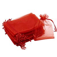 Dealglad 100pcs Drawstring Organza Jewelry Candy Pouch Party Wedding Favor Gift Bags (3x4, Red)