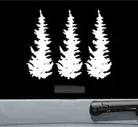 JS Artworks Evergreen Trees Vinyl Decal Sticker (White)