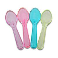Miniature Plastic Colored Tasting Spoons - 100 ct (Transparent Mixed)