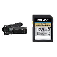 Panasonic HC-WXF991K 4K Ultra HD Camcorder with PNY Elite Performance 128 GB High Speed Flash Card