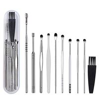 Full Ear Pick kit with 10 Pcs, BetyBedy Ear Cleansing Tool Set, Ear Curette Earwax Removal Kit with a Small Cleaning Brush and Storage Box, Silver Steel