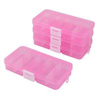 uxcell Plastic 10 Slots Dispenser Detachable Capsule Pill Tablet Storage Box 4 Pcs Pink