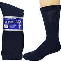 Diabetic Socks Mens Cotton 6-Pack Crew Navy Blue By DEBRA WEITZNER Size 13-15