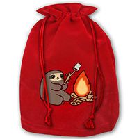 TPSXXY Campfire Sloth Large Christmas Drawstring Bag Santa Present Bag Basket Gifts Sack