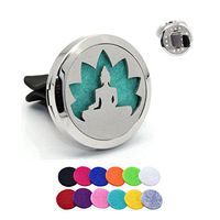 Tornado Lotus Yoga Aromatherapy Car Air Freshener Stainless Steel Essential Oil Diffuser Locket Car Vent Clip 12 Refill Pads