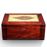 Jolly Cigar Humidor Leather Surface for 50 Cigars Desktop Cedar Lined Box with Hygrometer and Humidifier