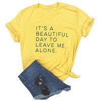 Meikosks Ladies Short Sleeve Pullover Fashion Letter Printed Tshirt Short Sleeve Tops Yellow