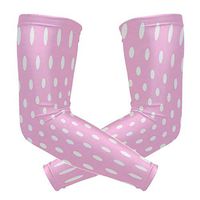 ZZKKO Pink and White Polka Dot Cooling Arm Sleeves Cover Uv Sun Protection for Men Women Running Golf Cycling Arm Warmer Sleeves 1 Pair