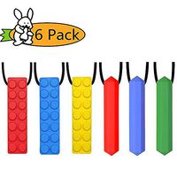Chew Necklace by GNAWRISHING - 6Pack (Diamond Shape and Building Block)- Perfect for Autistic, ADHD, SPD, Oral Motor Children, Kids, Boys, and Girls (Tough, Long-Lasting)
