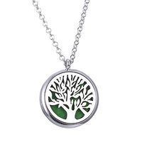 Mymate Stainless Steel Essential Oil Diffuser Necklace Aromatherapy Perfume Locket Pendant with 24 Inches Adjustable Chain,8 Color Refill Pads