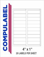 Compulabel Address Labels for Laser and Inkjet Printers, 4 x 1 Inches, Permanent Adhesive, 20 per Sheet, 250 Sheets per Carton (331503)
