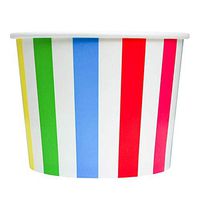 Rainbow Paper Ice Cream Cups - 16 oz Striped Disposable Bowls - Comes in Many Colors - Frozen Dessert Supplies - 100 Count