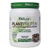 Fit & Lean Plant Protein- 100% Plant Based Vegan Meal Replacement Protein Powder, Non-GMO, Certified Organic, Keto Friendly, Lactose Free, Soy Free, Gluten Free, Sugar Free, Chocolate, 15 Servings