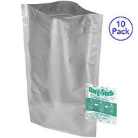 10 - Mylar Zipper 5 Gallon Bags (20x30) and 10-2000cc Oxygen Absorbers with Freshness Pill/Eye for Dried Dehydrated and Long Term Food Storage