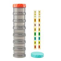 7 Day Pill Organizer Case Stackable Weekly Supplements Vitamins Pills Holder Dispenser Large Translucent Black with Extra Lid