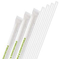 [400 Pack] Compostable Straws 7 3/4 Inch Long - Clear Disposable Straws, Biodegradable Eco Friendly Drinking Straw for Milkshake Smoothies, PLA Plant Based Individually Wrap Plastic Paper Alternative