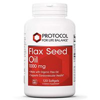 Protocol For Life Balance - Flax Seed Oil 1000 mg - Made with Organic Flax Oil to Support Cardiovascular Heart Health, Appetite Suppressant, Constipation Relief, and Improve Gut Health - 120 Softgels