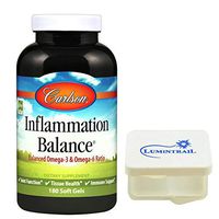 Carlson Inflammation Balance with Omega 3 and Omega 6 Supplement, 180 Soft Gels Bundle with a Lumintrail Pill Case