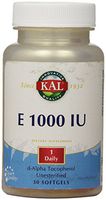 KAL E-1000 D-Alpha Tocopherol 1000 IU Softgels, 30 Count