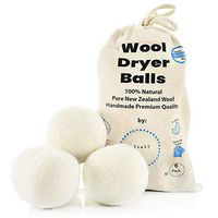 Organic Wool Dryer Balls, Premium Quality 6 Pack XL, 100% Genuine New Zealand Wool, for Sensitive Skin, Speed Up Dry Time, Cut Energy Costs, Reusable, Dryer Sheets Alternative, Ship from USA