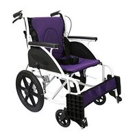 WenFei shop Ultralight Transport Wheelchair,17" Seat Width,Folding Aluminum Alloy Wheelchairs with Permanent Desk-Length Arms and Flip Up Footrests, Purple